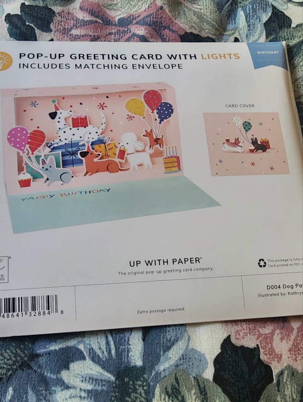 Pop-Up Birthday Card with Dogs & Balloons - Pink/Blue